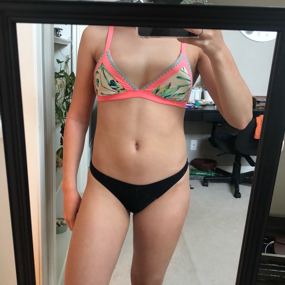 Pink flower bikini top